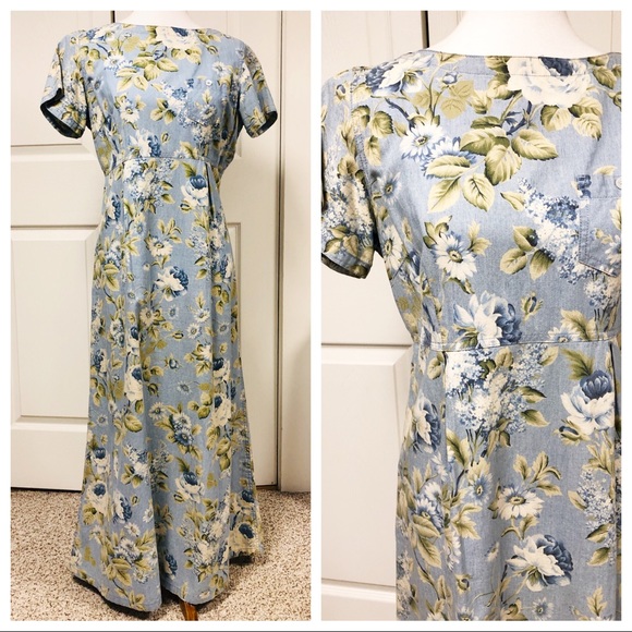Liz Claiborne Dresses & Skirts - LIZ CLAIBORNE VINTAGE BLUE FLORAL DRESS